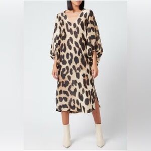 Ganni Leopard Print Midi Dress